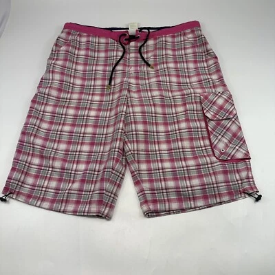 Bañador Hugo Boss Para Hombre Pantalones Cortos de Carga a Cuadros Debajo del Forro Rosa Talla XL Foto 1 de 4