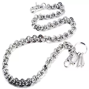 Portafoglio Portachiavi Jean Trucker Semplice Anello Tetto Camionsta Biker (29,5") Argento CS48 - Foto 1 di 6
