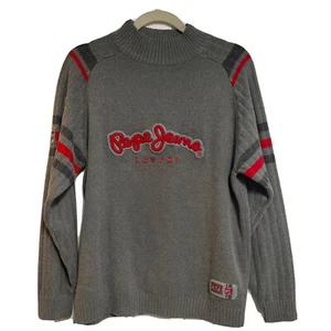 Suéter Pepe Jeans para hombre gris rojo a rayas punto cuello redondo talla XL - Imagen 1 de 7
