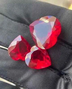 Certified 30 Ct+Flawless Mozambique Pegion Red Ruby Loose Heart Gemstone Cut Lot - Picture 1 of 4