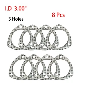8Pcs High Temp 3-Bolt Exhaust Gasket 3.00" (76.20mm) I.D ETL Performance New - Picture 1 of 4