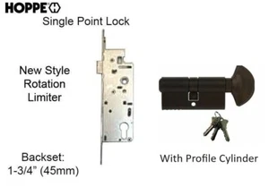 HOPPE Mortise Lock, Single Point 1-3/4" Backset With Black Profile Cylinder - Picture 1 of 1