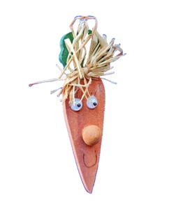 PIN Pasqua Vintage CARROTA con Occhi Googly Legno Anni 80 Spilla Vacanze Dipinta - Foto 1 di 3