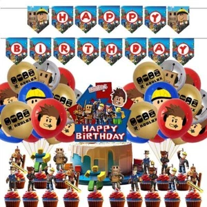 Roblox Noob Geburtstag Party Deko Set Luftballons Banner Tortenaufleger Gamer Neu - Bild 1 von 7