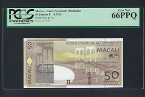 Macau 50 Patacas 11-11-2013 P81Ab Uncirculated Graded 66 - Picture 1 of 2