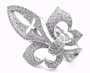 Authentic! Loree Rodkin 18k White Gold Diamond Fleur De Lis Ring Cert. - Picture 1 of 10