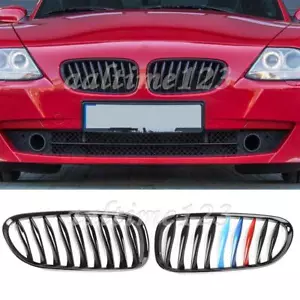 Front Kidney Grille Grill M Color Matte Black For BMW Z4 E85 E86 2003-2008 - Foto 1 di 7