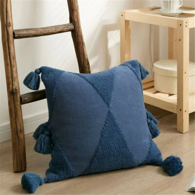 Knitted Tassel Cushion Cover Sofa Bed Pillowcase Pillow Covers Throw Home Decor - Image 1 of 4