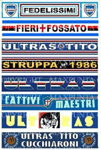 SAMPDORIA 8 ADESIVI PLASTIFICATI TIFOSERIE ULTRAS TIFOSI misure 3 cm. x 18 cm. - Foto 1 di 1
