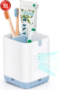 Toothbrush Razor Holder Bathroom Organizer w/ Drain Anti-Slip Caddy Blue - Picture 1 of 12
