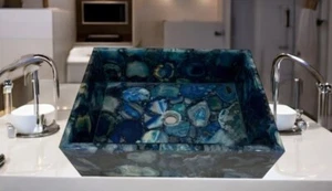 Fregadero lavabo lavabo cocina y baño piedra ágata 18"x12"x6" decoración de inauguración de la casa - Imagen 1 de 10