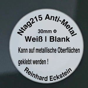 NFC NTag215 Sticker 10 Stk. Anti-Metal blanko NTAG215 mit 504 Bytes Speicher - Bild 1 von 8