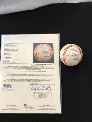 Catfish Bob Gibson Duke Snider Stargell Feller & more HOF signed Baseball JSA - Image 1 of 4
