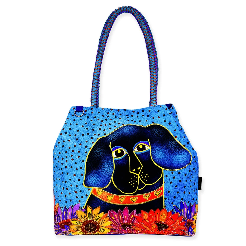 Laurel Burch Matisse in Flowers Black Dog Large Gap Tote Bag, 21" x 5.5" x 15" - Image 1 of 1