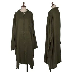 Y's Linen Tencel Cut Off Collar Shirt Dress Size 2(K-161617) - Picture 1 of 12