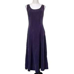 Vintage 90s Purple Maxi Dress Long Rayon Sleeveless Scoop Neck Flare Womens Sz 6 - Picture 1 of 8