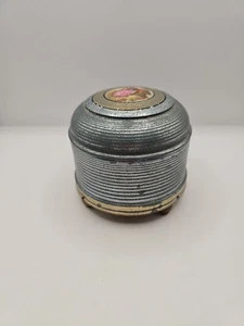 VINTAGE Aluminium runde Waschtisch Puderquaste Aufzieh Spieluhr viktorianisch funktioniert - Bild 1 von 13