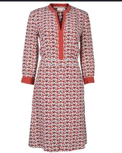 Tory Burch Red Abstract Print Long Sleeve Silk Dress Womens Size Small - Picture 1 of 12