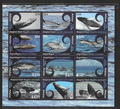 Mini hoja de ballenas y delfines AITUTAKI COOK ISLANDS 2012 Sc# 593. MNH Cv $55.00 Foto 1 de 2