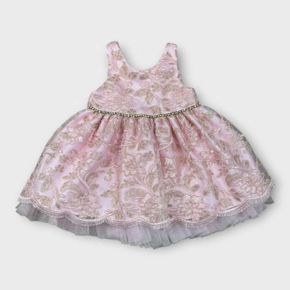 Vestido de fiesta de tul floral rosa American Princess 24M para niños pequeños vacaciones formales Foto 1 de 4