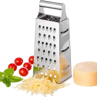 Rallador de caja de acero inoxidable de 4 lados para cocina trituradora de alimentos cortador de queso vegetal Foto 1 de 4
