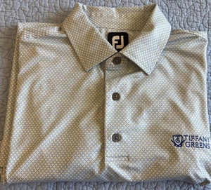 Footjoy FJ Polo Tiffany Grün L Blau Gelb Geometrisch Kurzarm - Bild 1 von 10