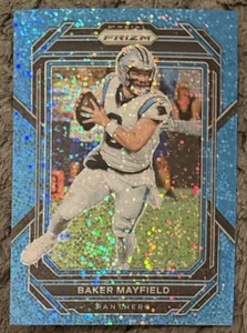 2022 PRIZM BAKER MAYFIELD PANTHERS BLUE SPARKLE PRIZM #19/96 - Picture 1 of 2