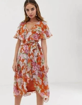 Petite Floral Midi Dress With Dipped Hem - UK 8 - Worn once - image 1 of 3