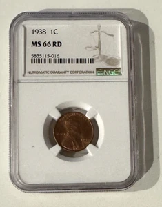 1938 Lincoln Wheat Cent – NGC MS66RD (Red) - Picture 1 of 2
