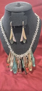 Vintage Signed RLM Robert Lee Morris Spoon Necklace Earrings Brass Silver Gold - Picture 1 of 4