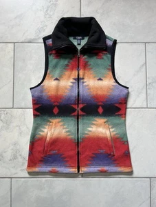 Chaps Fleece Vest Small Purple Red Womens Full Zip Aztec Polyester Golf Active - Picture 1 of 17