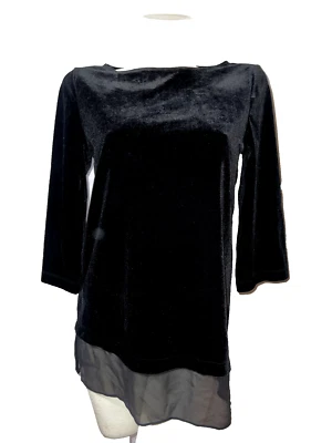 Túnica de terciopelo elástica con dobladillo de gasa negra talla S (0) de CHICO'S Top para mujer Foto 1 de 4