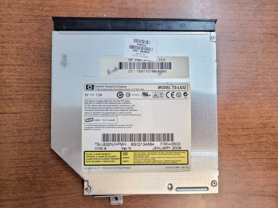 COMPAQ PRESARIO V6700TX CD DVD OPTICAL DRIVE WITH BEZEL RW CD TS-L632 445953-FC0 - Image 1 of 3