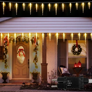 LED Eiszapfen Lichterkette Außen Warmweiß LED Eiszapfenleuchten 10m Weihnachten - Bild 1 von 6