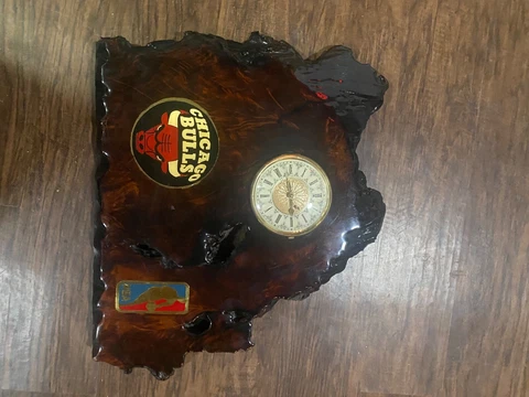 Antique 90s Chicago Bulls Hardwood Roman Numeral Clock Cover