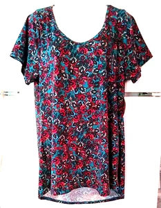 NEW WOMEN'S LULAROE CLASSIC BLUE WITH MULTI-COLOR PRINT HI LO TOP SIZE XL BNWT - Picture 1 of 3