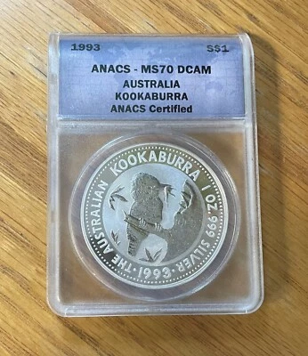 1993 Australia $1 Silver Kookaburra ANACS MS-70 DCAM Map Label - Image 1 of 2