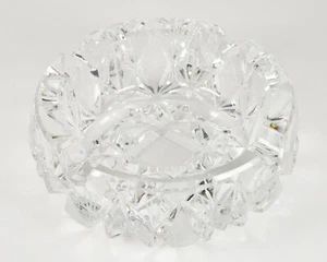 Cenicero de vidrio de corte transparente de colección grueso pesado grande elegante cristal grande antiguo - Imagen 1 de 3