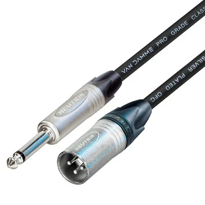 Mono Klinke 1/4" 6,35mm auf Stecker XLR Kabel Van Damme Leitung 7,5m Neutrik Dual Screen