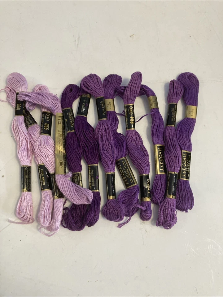 American Thread JPCoats Lily Vintage Embroidery Thread 12 Skeins Purple Pink - Image 1 of 1