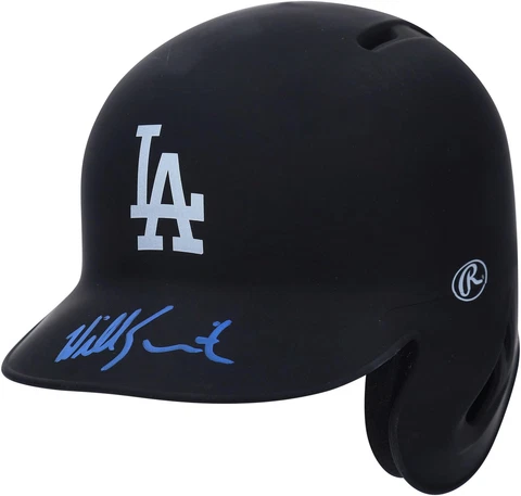 Will Smith Los Angeles Dodgers Autographed Black Matte Mini Batting Helmet Cover