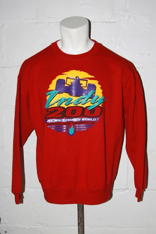 VTG Indianapolis 500 Indy 200 at Walt Disney World Red Crewneck Sweatshirt Sz XL Cover