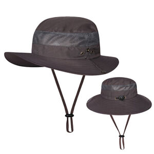 Men Breathable Mesh Bucket Cap Sun Protection Quick Dry Sun Outdoor Travel Hat 