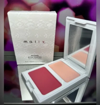 Mally Blush & Highlighter Compact Mirror Get Cheeky Glow PRETTY IN PINK NIB NEW - Image 1 of 2