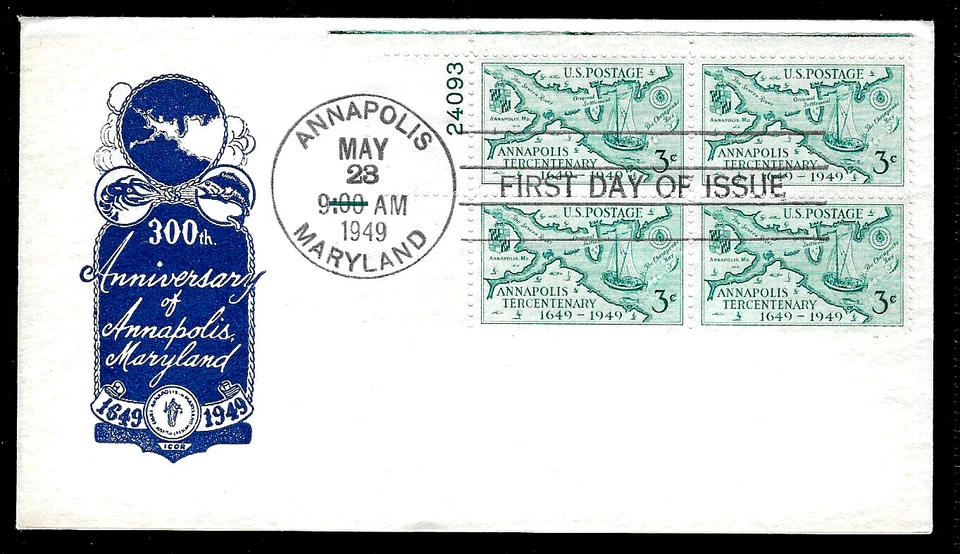 984 3c Stamp (1949) THE ANNAPOLIS 300TH YEAR ANNIVERSARY FDC By Harry Ioor !!! - Image 1 of 1