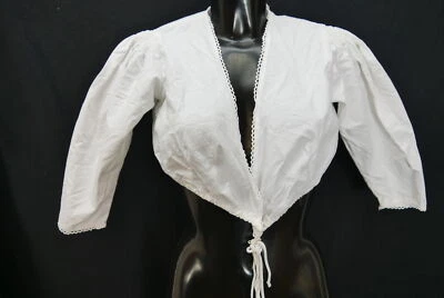 Gr.42 Dirndlbluse weiß Bluse für Dirndl Baumwolle mit Spitze B10876 - Bild 1 von 4