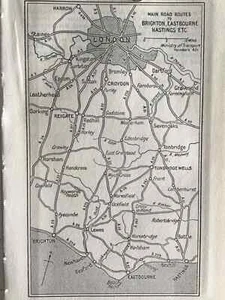 Eastbourne Vintage Map Main Routes 1940s Bartholomew, Sussex, England, Atlas - Picture 1 of 2