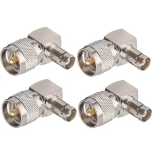 4Pack PL-259 UHF Male Plug to BNC Female Jack Right-Angle RF Adapter Connector - Picture 1 of 6