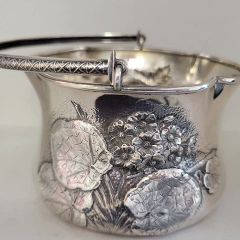 WOOD & HUGHES STERLING SILVER ART NOUVEAU BASKET LILY PADS Cover