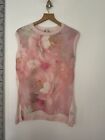 Ladies Ted Baker Size 3 UK 12 Pink Satin Front T-shirt Top